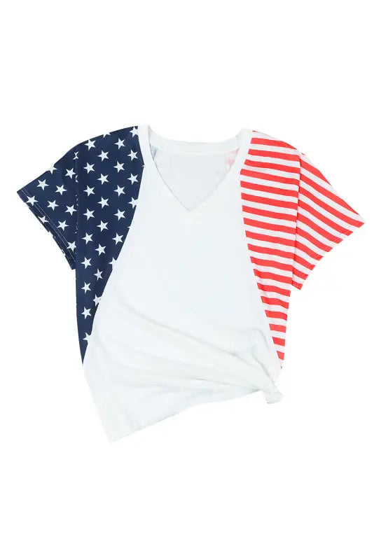 White the us stars and stripes v neck tee - t-shirts