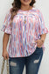 White stripe blouse - ruffled short sleeve plus size - size/plus tops/plus blouses & shirts