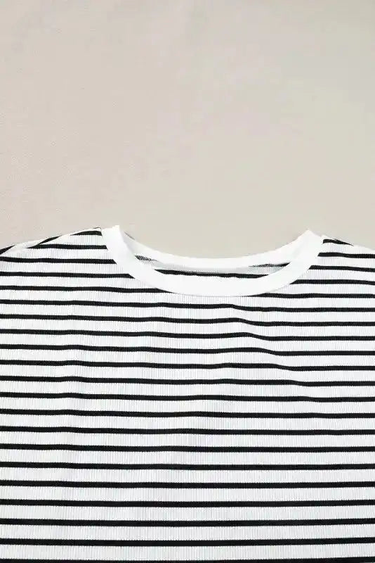 White Stripe Contrast Edge Tee and Shorts Set - Fashionfitz