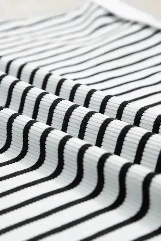 White Stripe Contrast Edge Tee and Shorts Set - Fashionfitz