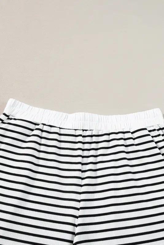 White stripe contrast edge tee and shorts set - two piece sets/short sets