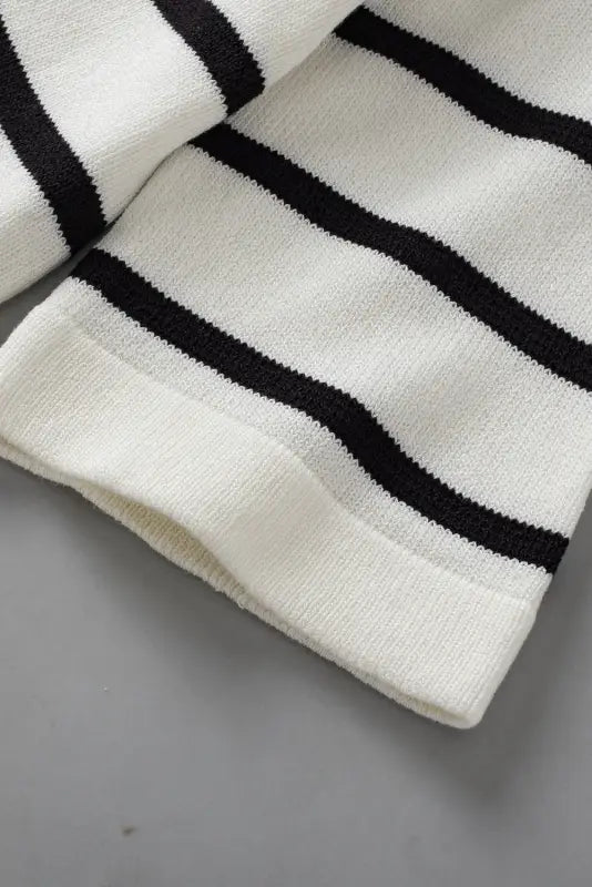 White stripe striped half sleeve knitted tee - tops/tops & tees