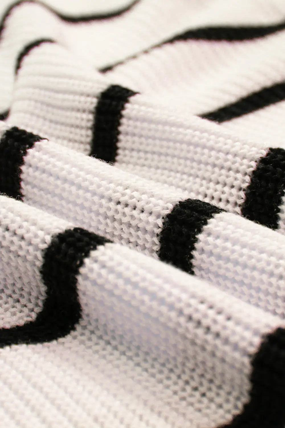 White stripe striped pattern batwing sleeve sweater - tops