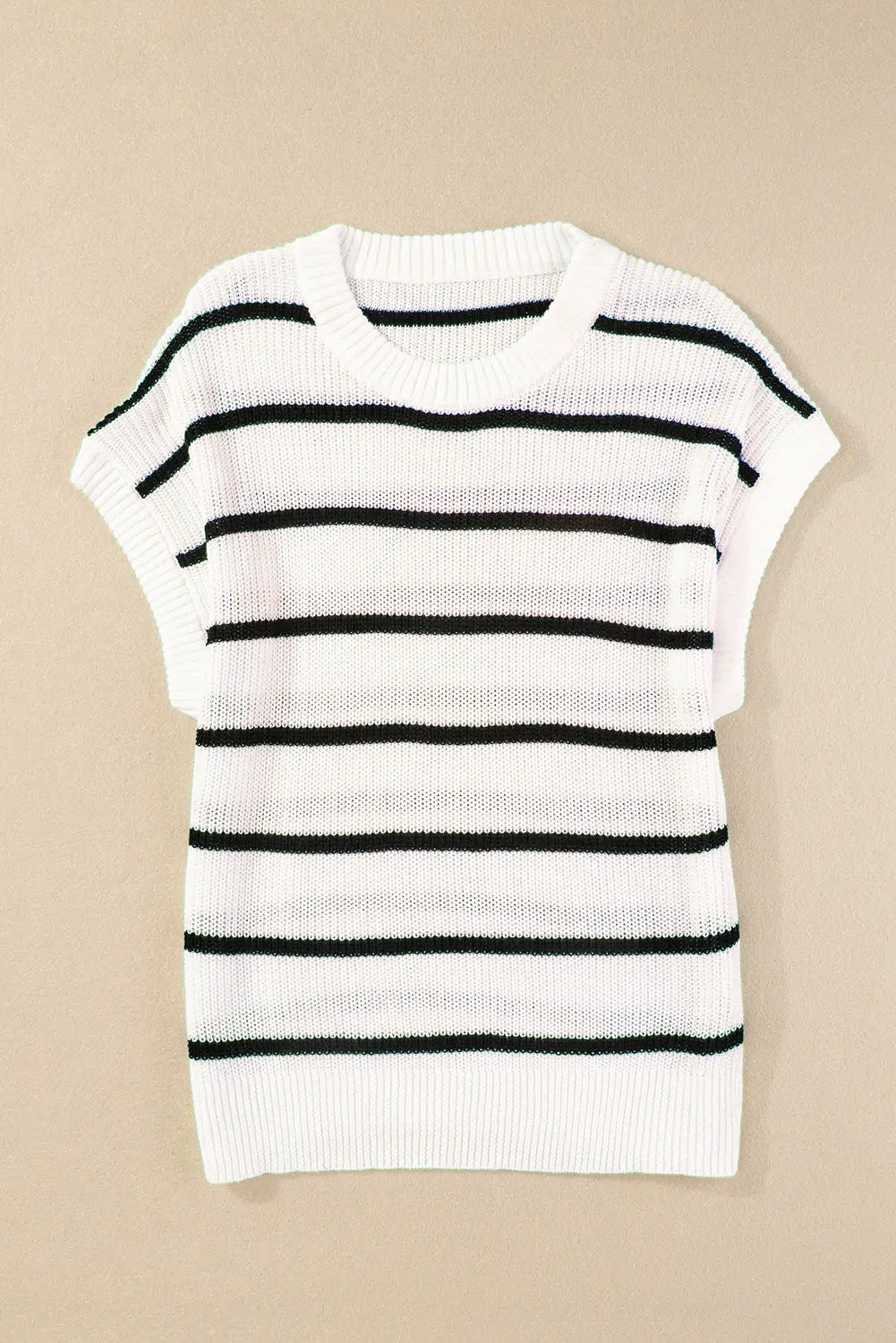 White stripe striped pattern batwing sleeve sweater - tops