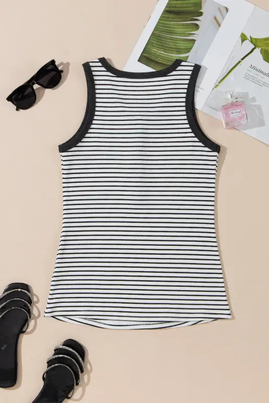 White stripe vest tank top - tops