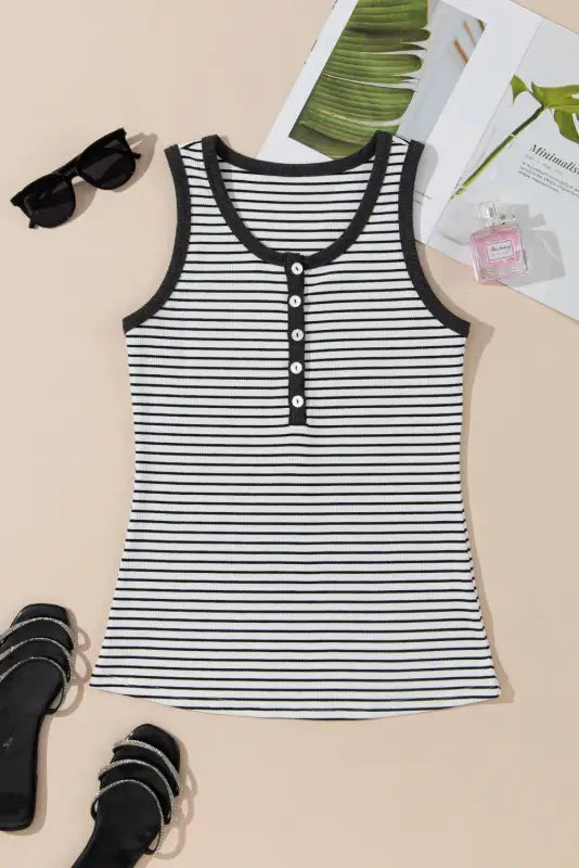 White stripe vest tank top - tops