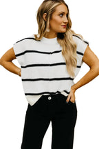White Striped Batwing Sleeve Sweater Tee - Fashionfitz