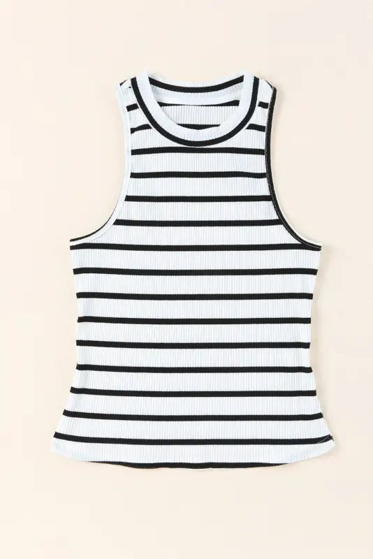 White striped ribbed tank top - tops