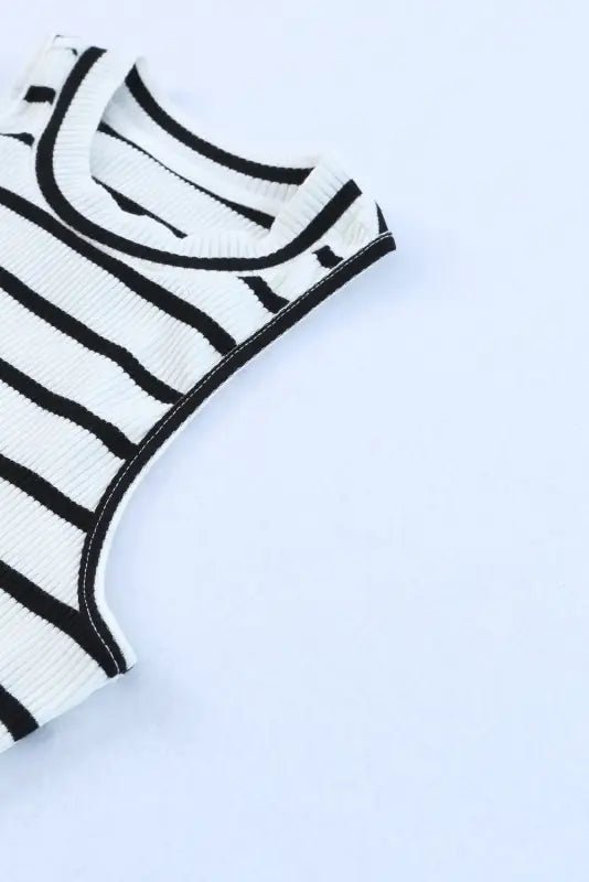 White striped ribbed tank top - tops