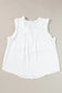 White tank top - button split neck ruffled trim - tops