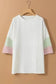 White Textured T-Shirt - Color-block Patchwork Half Sleeve Plus - Fashionfitz