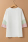 White textured t-shirt - color-block patchwork half sleeve plus - size/plus size tops/plus tops & tees