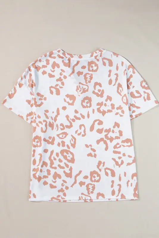 White top - plus size leopard print v neck short sleeve - size/plus tops/plus tops & tees