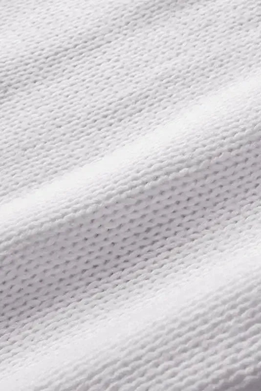 White V-neck Drop Shoulder Knit Sweater - Fashionfitz