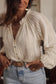 White v-neck long sleeve button up lace shirt - tops