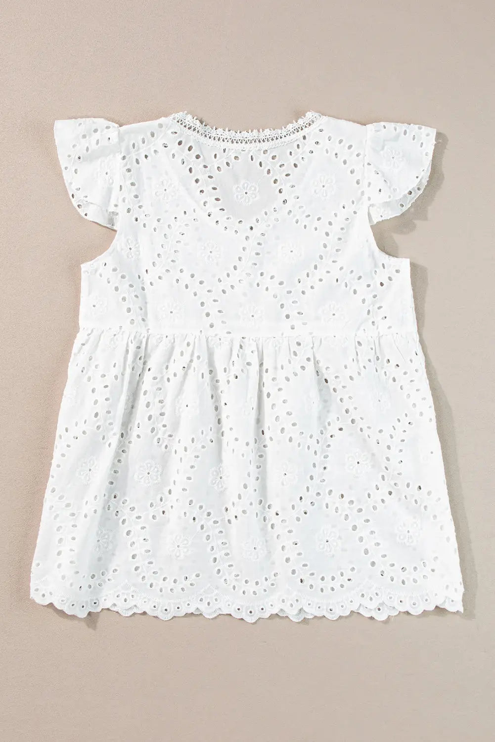 White v neck ruffled embroidered sleeveless top - tops/blouses & shirts