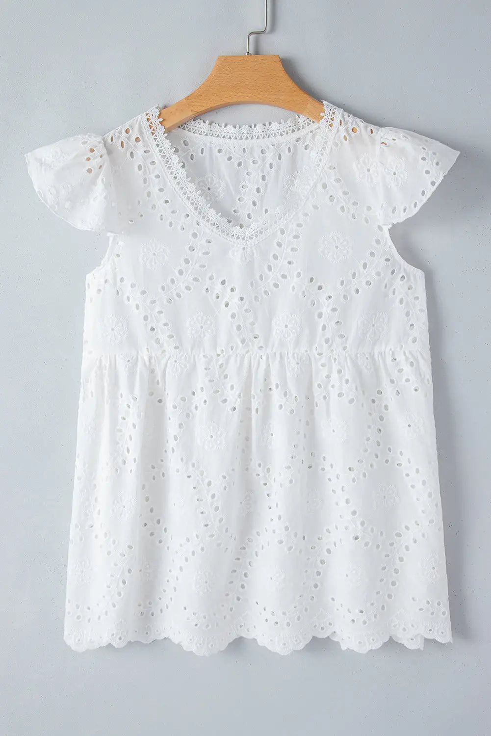 White v neck ruffled embroidered sleeveless top - tops/blouses & shirts