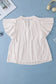 White v neck pleated front ruffled sleeve shirt - tops