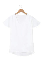 White V Neck Short Sleeve Tee - Fashionfitz