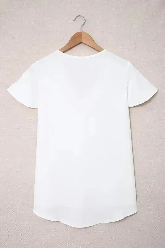White V Neck Short Sleeve Tee - Fashionfitz