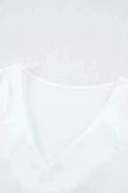 White V Neck Short Sleeve Tee - Fashionfitz