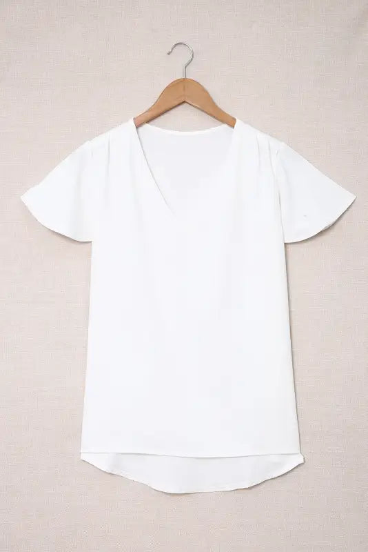 White v neck short sleeve tee - t-shirts