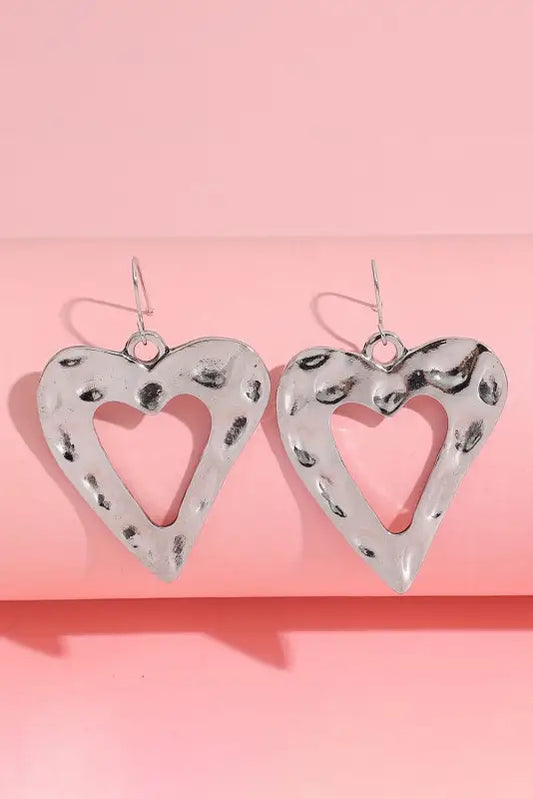 White valentine hollowed heart shape earrings - accessories