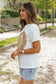 White valentine’s day sequined heart crew neck short sleeve top - tops