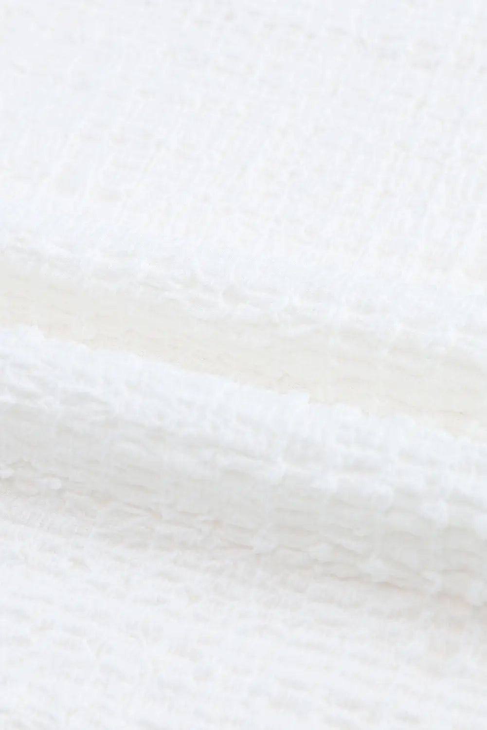 White voluminous printed puff sleeve textured top - t-shirts