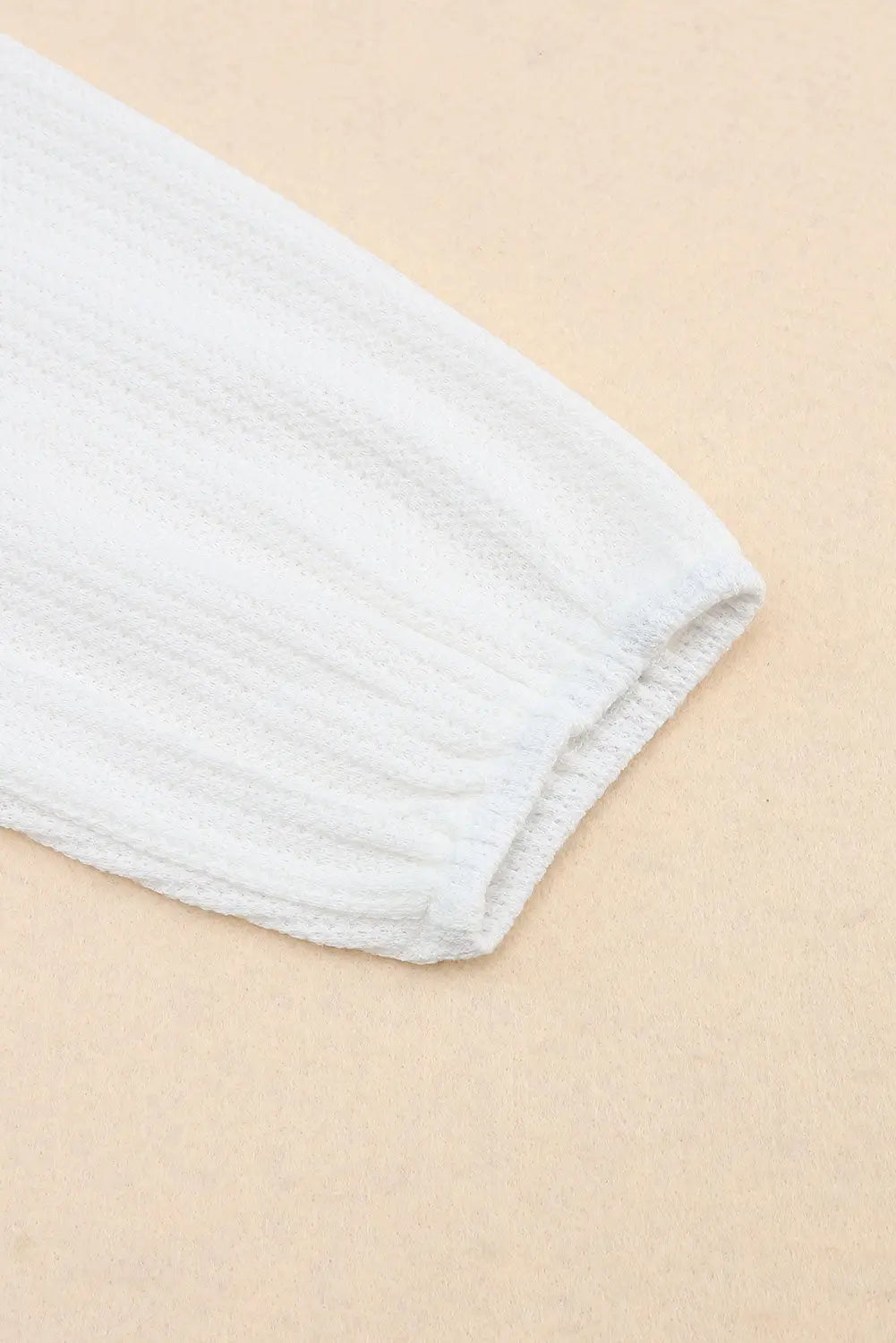 White waffle knit buttoned long sleeve crop and shorts lounge set - loungewear