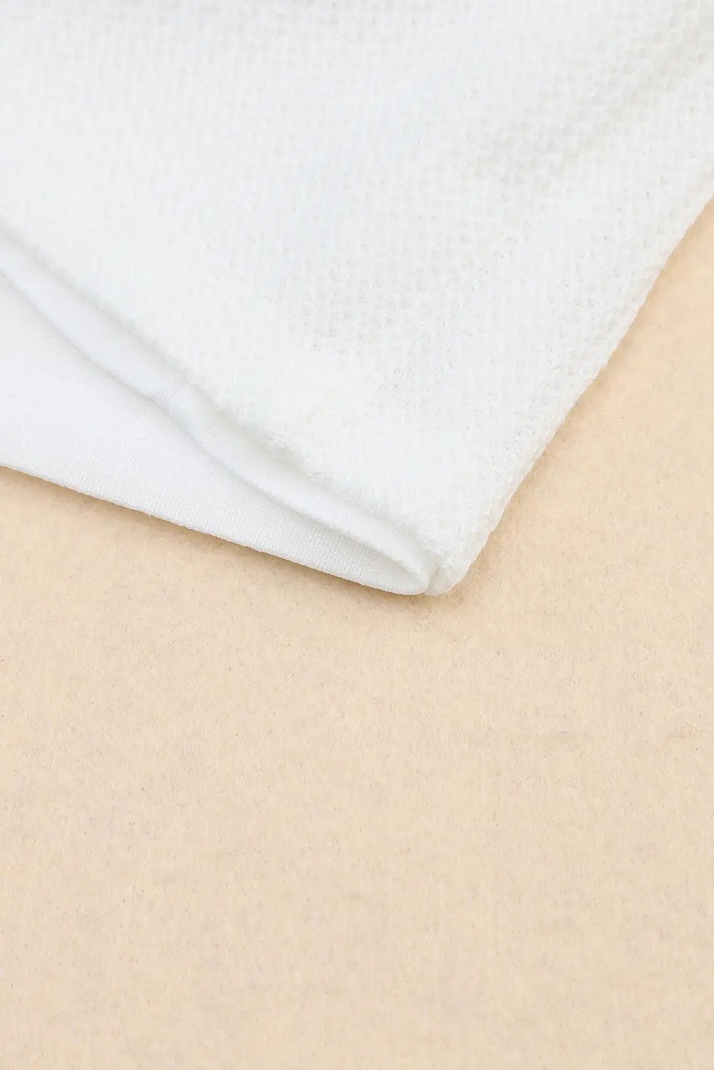 White waffle knit buttoned long sleeve crop and shorts lounge set - loungewear
