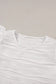 White wavy texture drop shoulder long sleeve top - tops