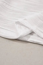 White Wavy Texture Drop Shoulder Long Sleeve Top - Fashionfitz