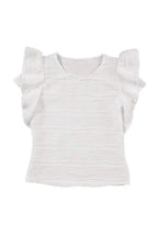 White Wavy Texture Drop Shoulder Long Sleeve Top - Fashionfitz