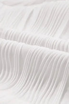 White Wavy Texture Drop Shoulder Long Sleeve Top - Fashionfitz