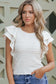 White wavy textured ruffle sleeve top - tops