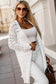 White wavy trim open knit long sleeve cardigan - sweaters & cardigans