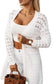 White wavy trim open knit long sleeve cardigan - sweaters & cardigans