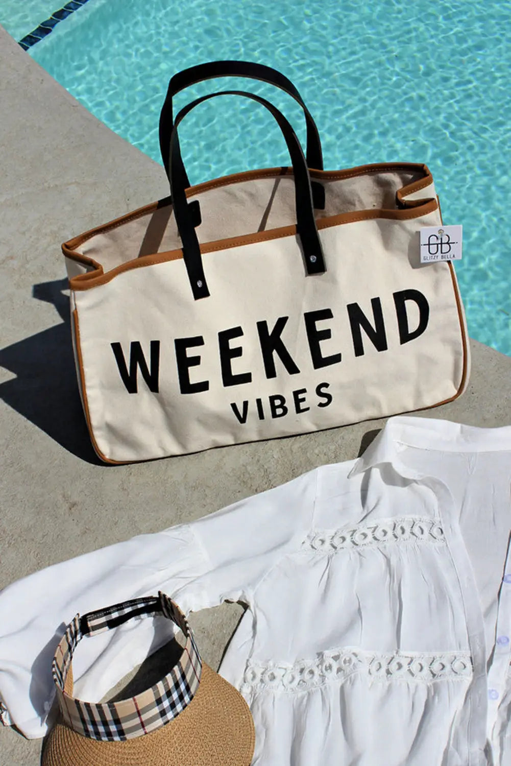 White weekend vibes canvas tote - one size - handbags
