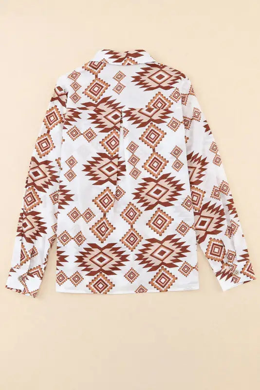 White western aztec pattern button flap pocket shirt - blouses & shirts