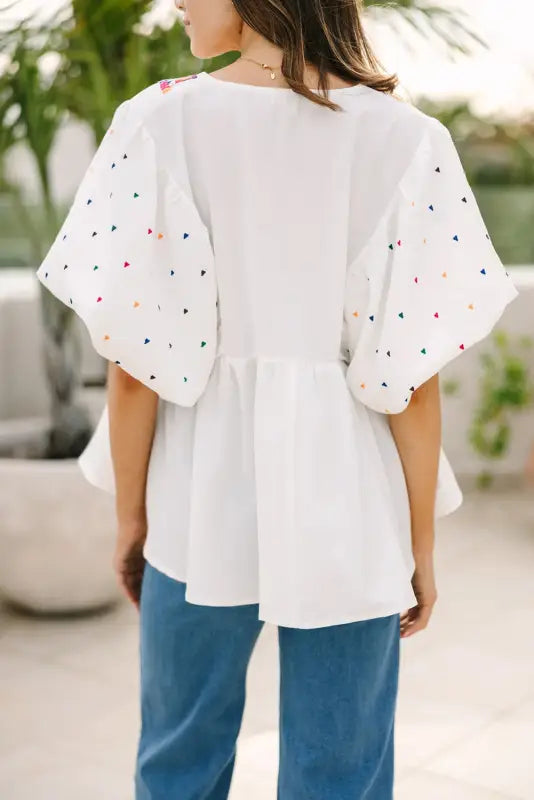 White whisper embroidered shirt - blouses