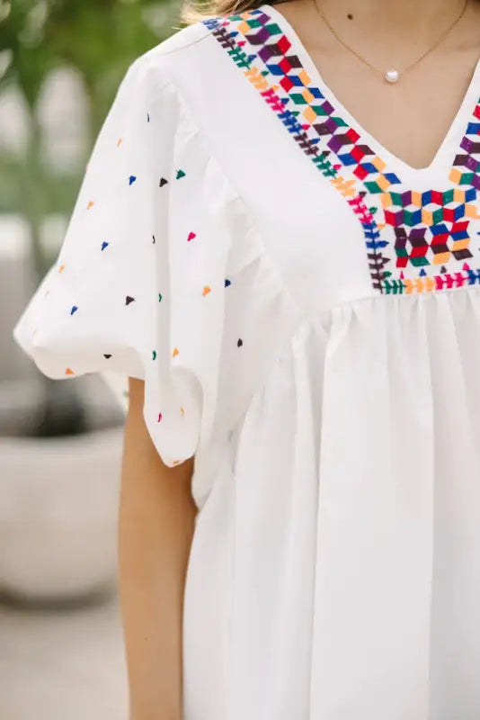 White whisper embroidered shirt - blouses