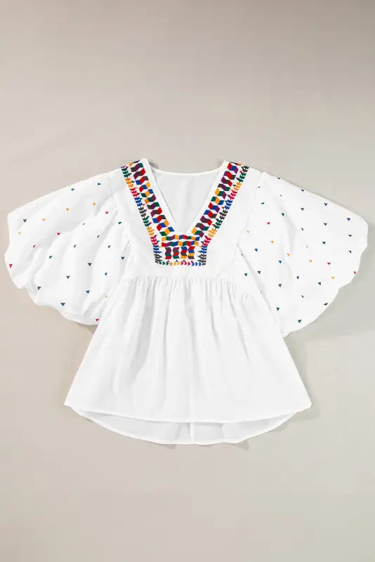 White whisper embroidered shirt - blouses