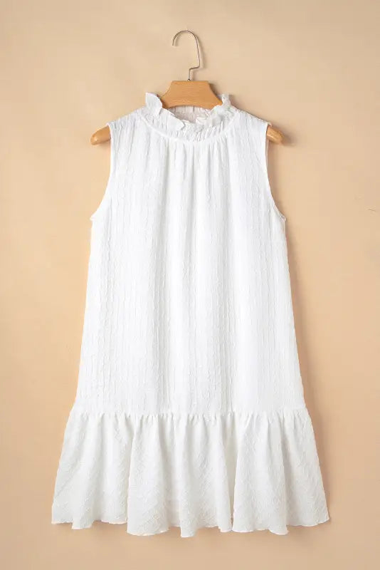 White whisper ruffled mini mini dress