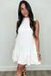 White whisper ruffled mini mini dress