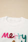 White xoxo glitter print round neck casual sweater