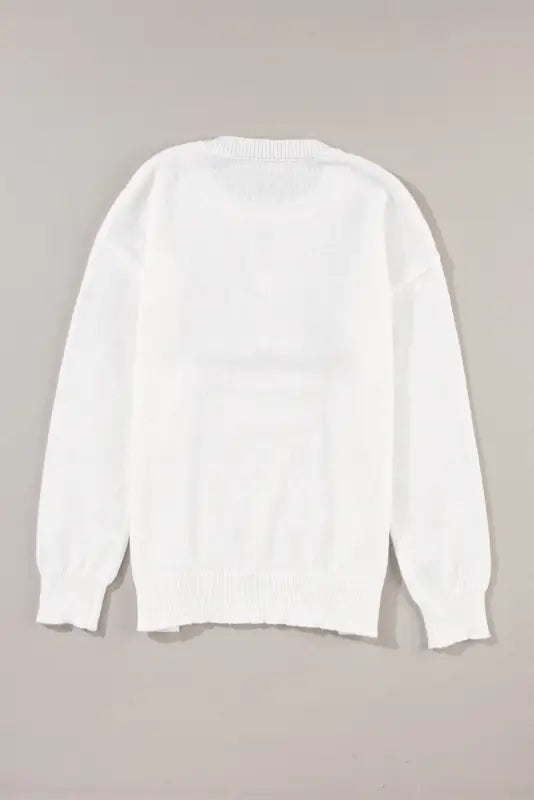 White xoxo glitter print round neck casual sweater