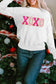 White xoxo glitter print round neck casual sweater