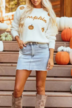 White XOXO Glitter Print Round Neck Casual Sweater - Fashionfitz