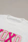 White xoxo glitter print round neck casual sweater